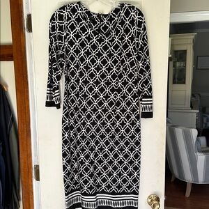 Talbots Black and White Patterned Dress